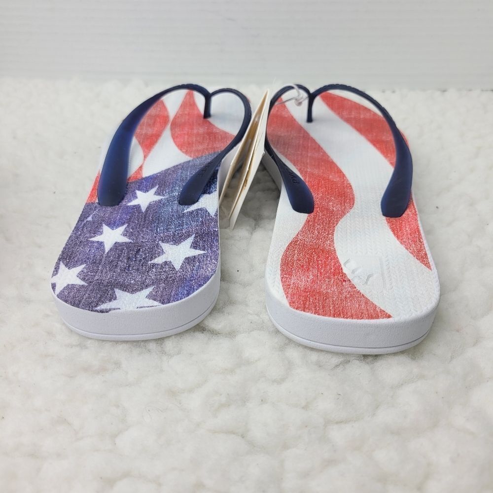 Reef Escape Lux Navy Americana Womens Size 9 Thong Flip-Flop Shoes New - Picture 4 of 10